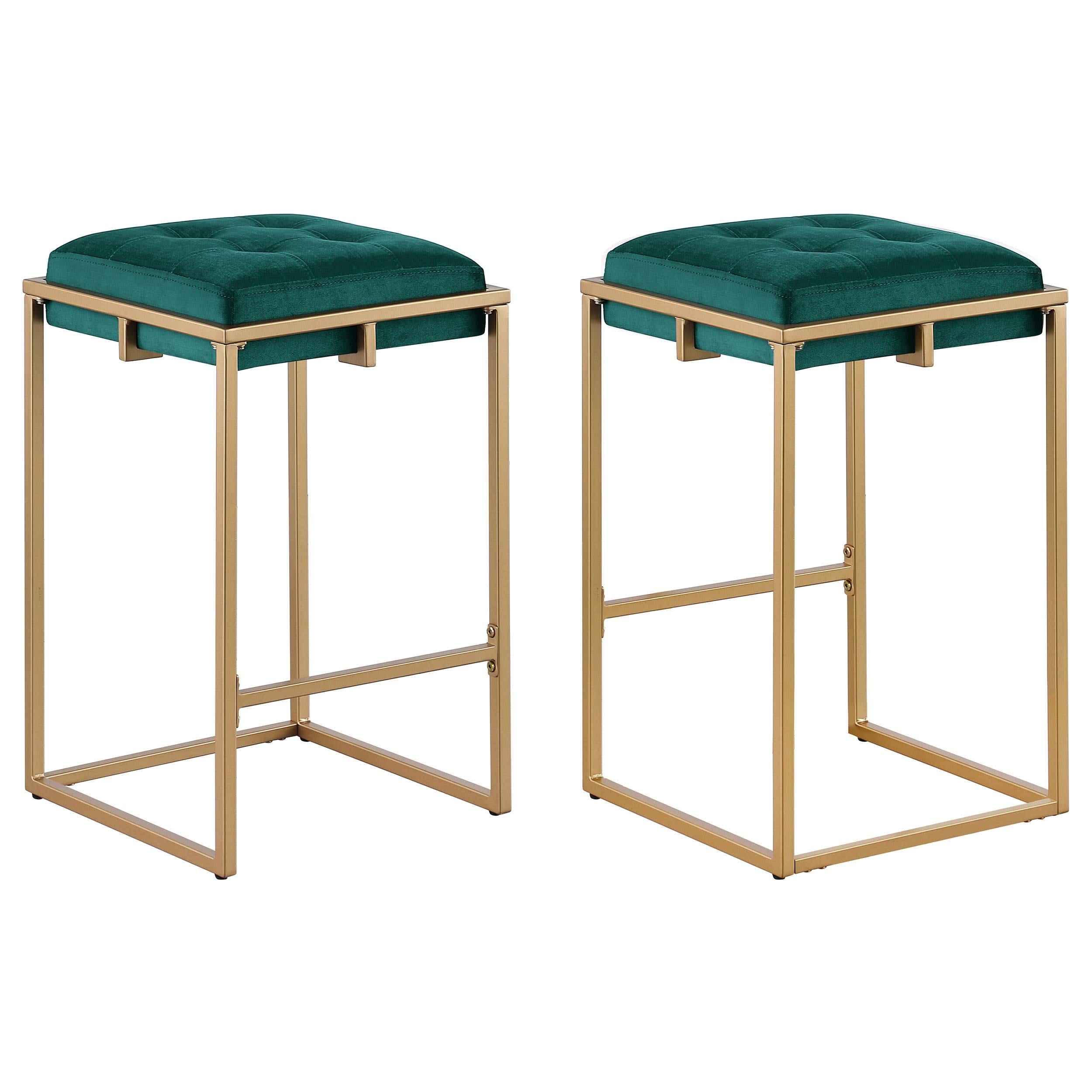 Taburete de bar tapizado sin respaldo Nadia verde (juego de 2)