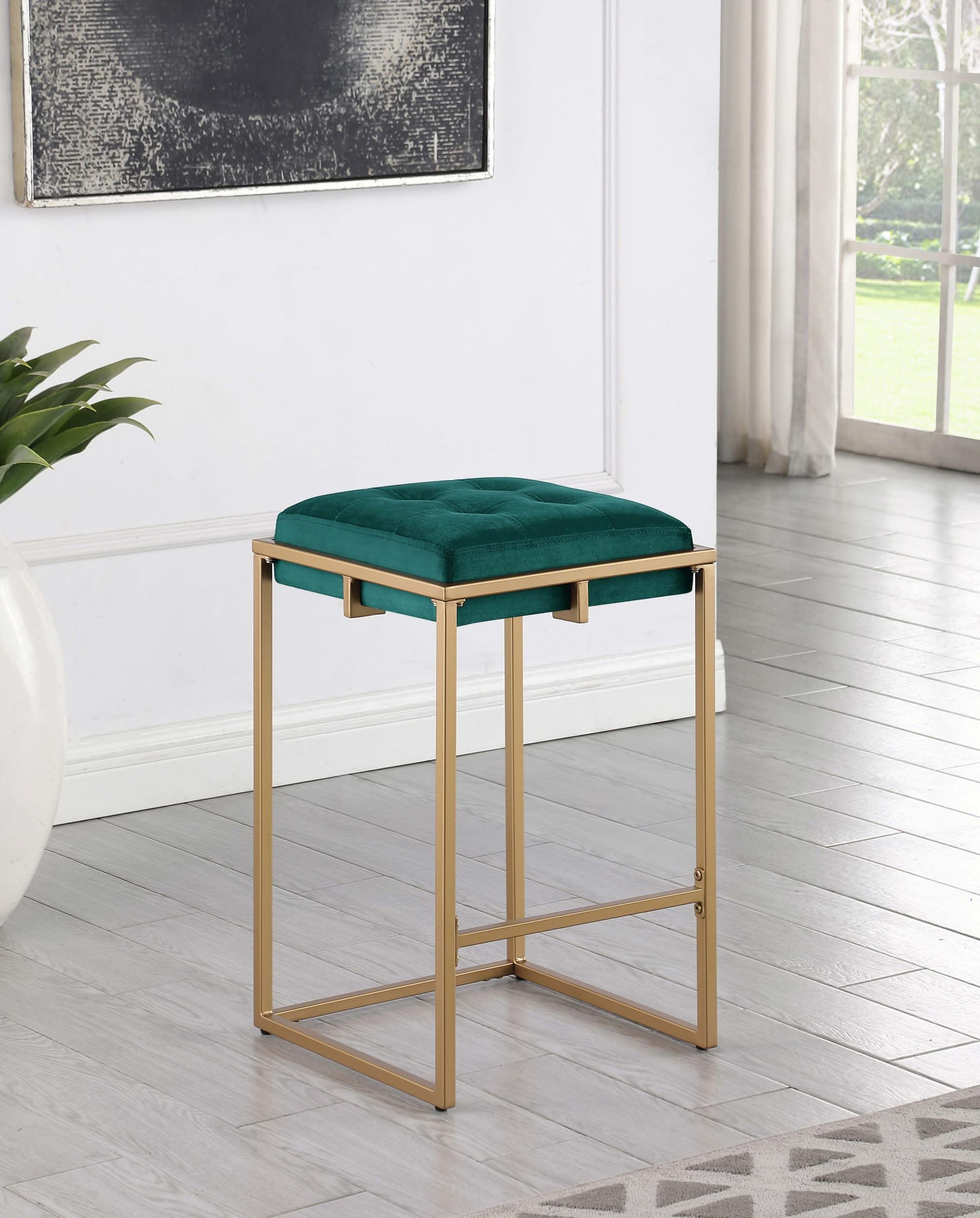 Taburete de bar tapizado sin respaldo Nadia verde (juego de 2)