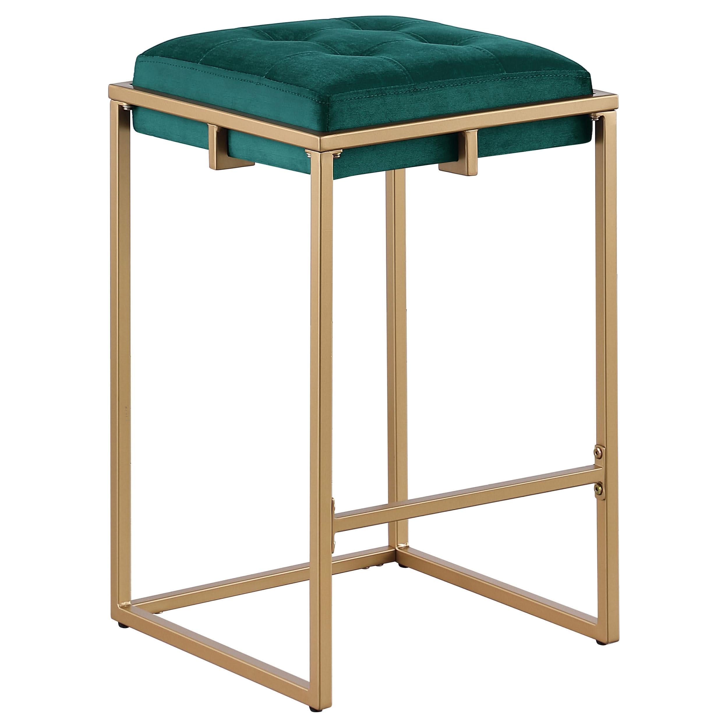 Taburete de bar tapizado sin respaldo Nadia verde (juego de 2)