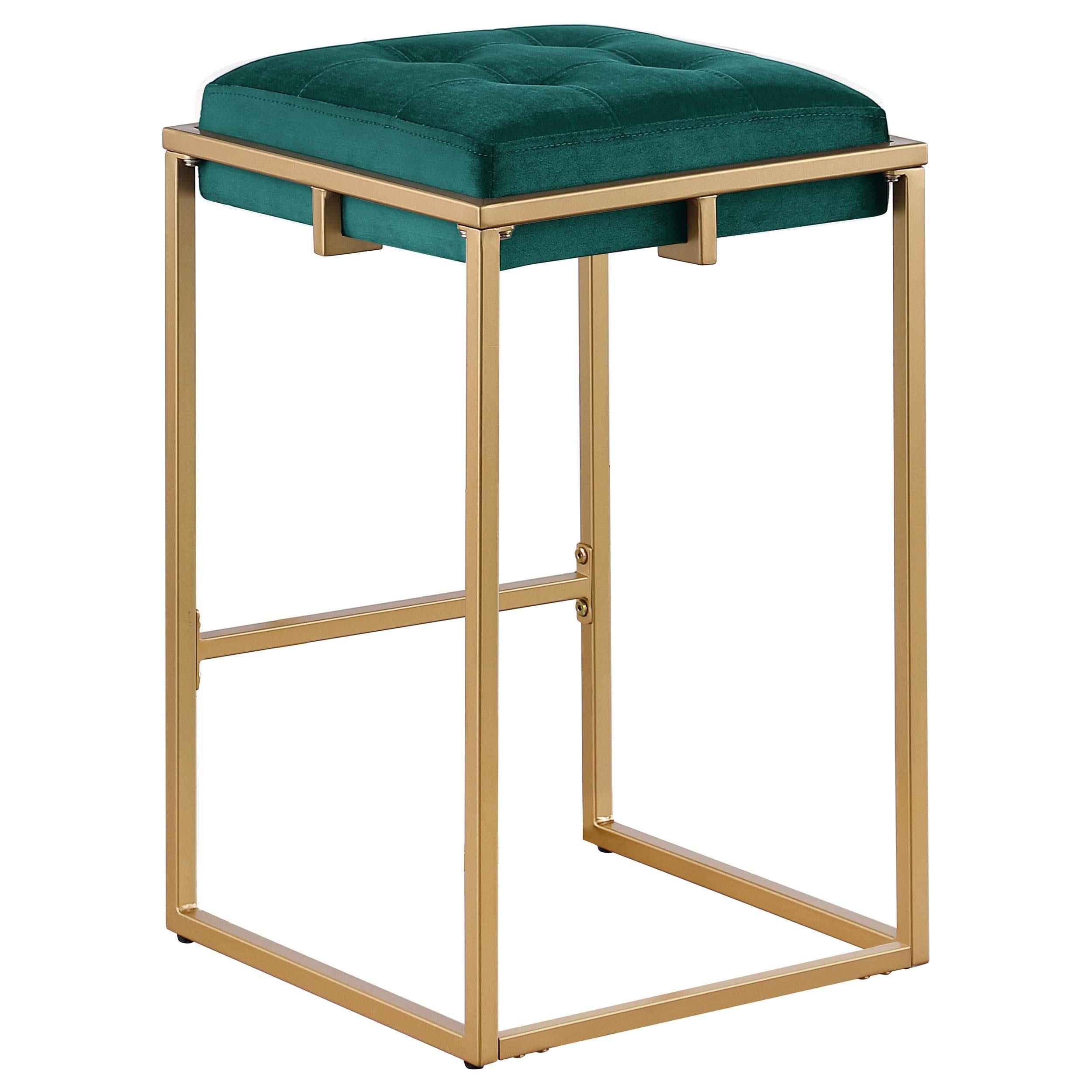 Taburete de bar tapizado sin respaldo Nadia verde (juego de 2)