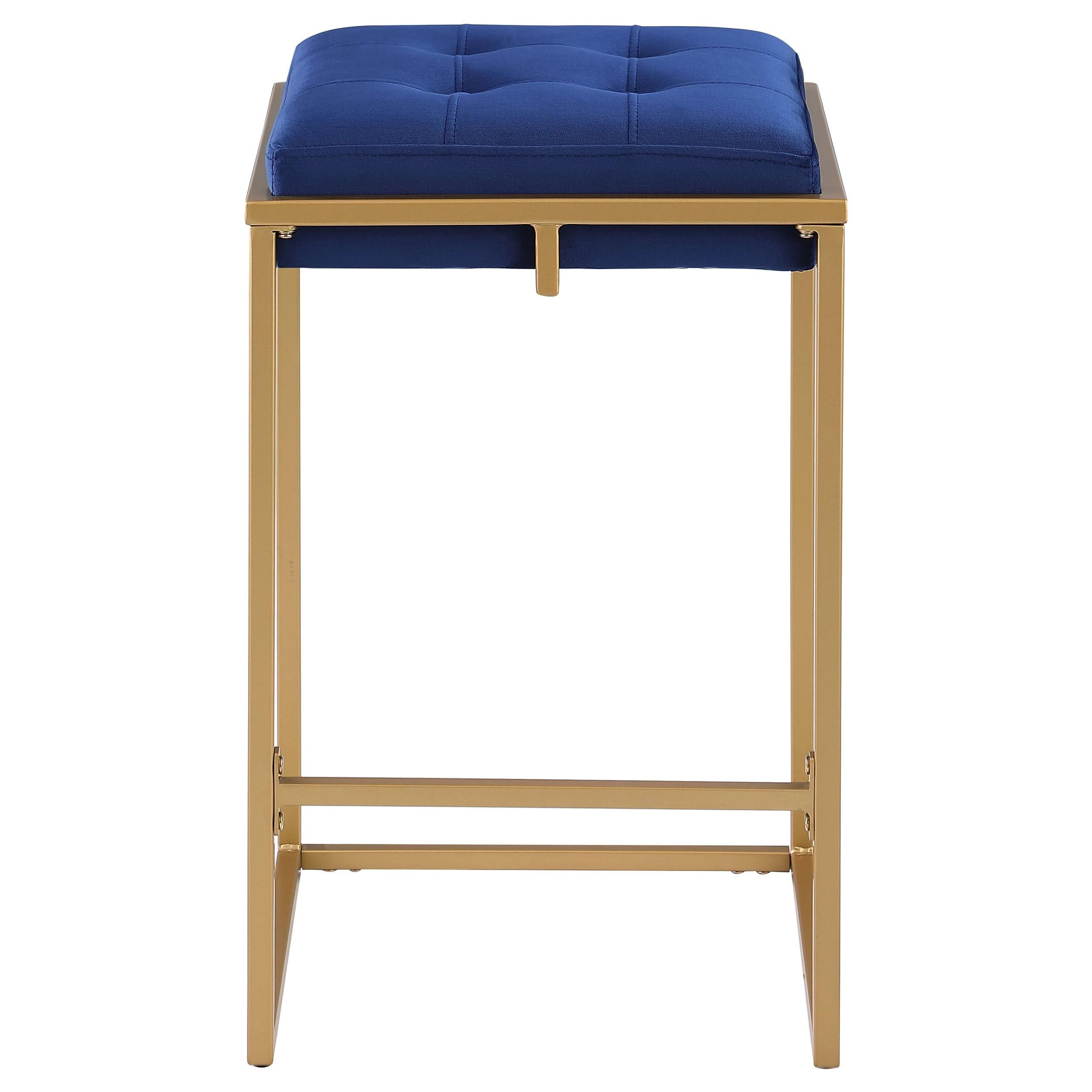 Nadia Upholstered Backless Counter Stool Blue (Set of 2)