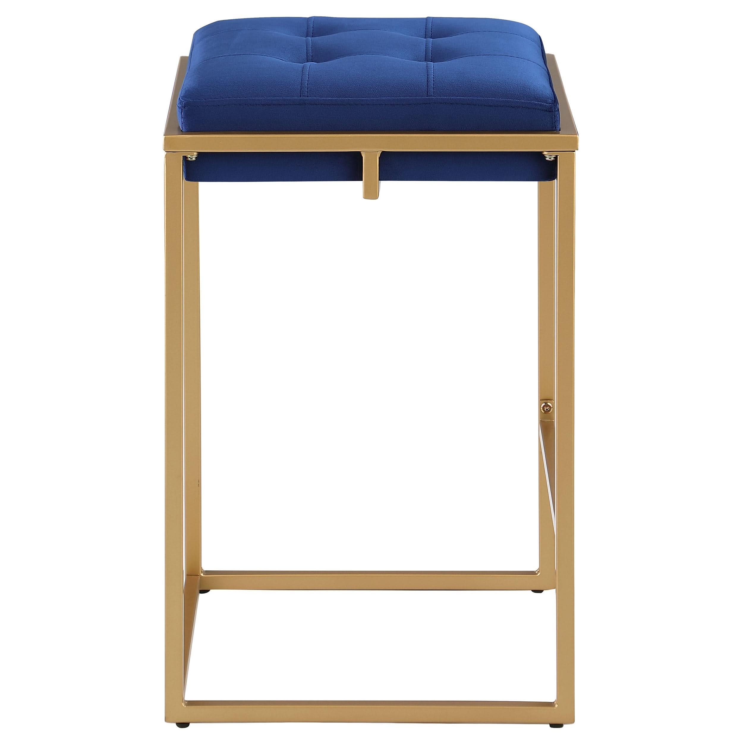 Nadia Upholstered Backless Counter Stool Blue (Set of 2)