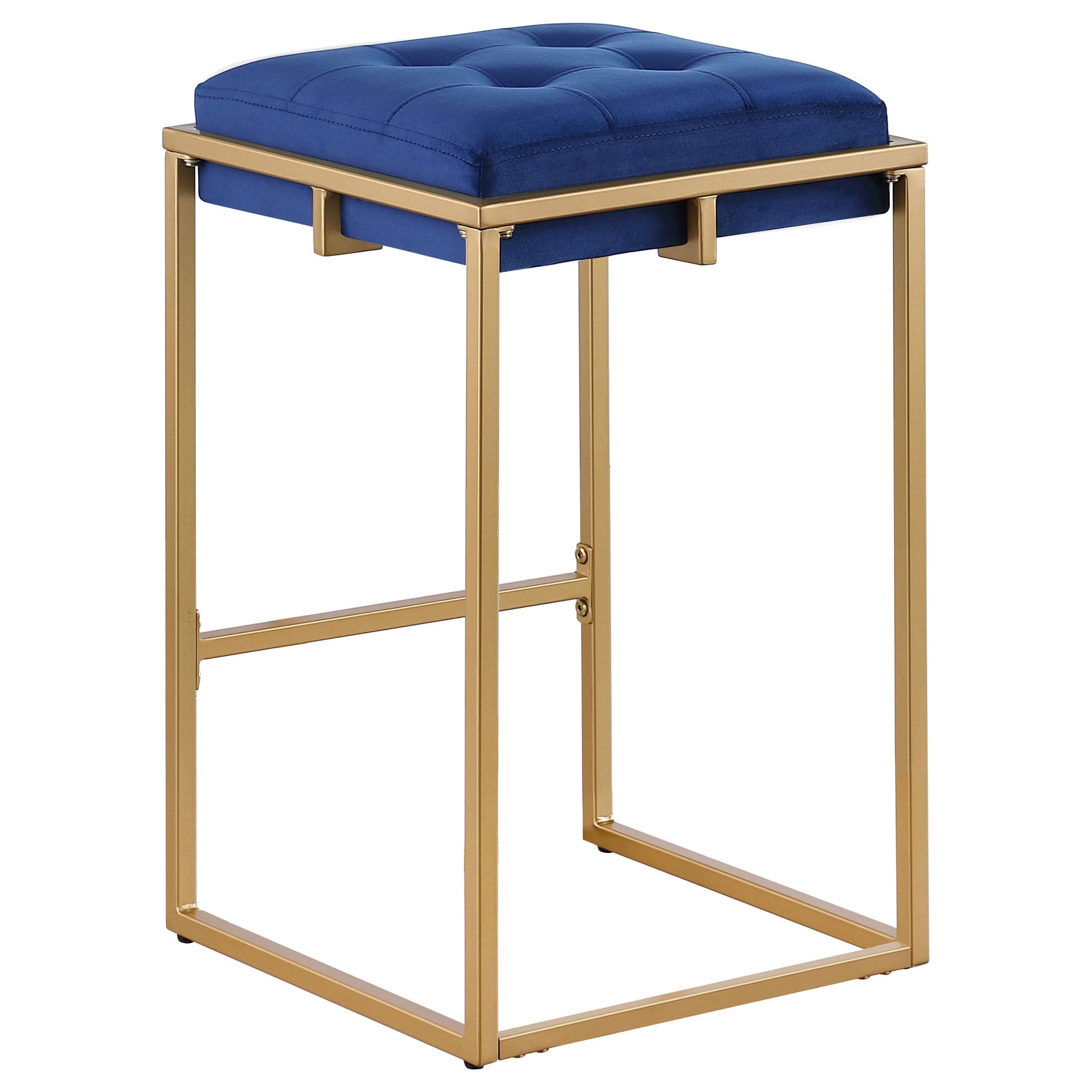 Nadia Upholstered Backless Counter Stool Blue (Set of 2)