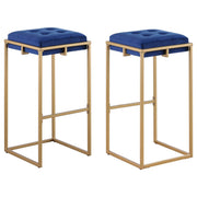 Taburete de bar tapizado sin respaldo Nadia azul (juego de 2)