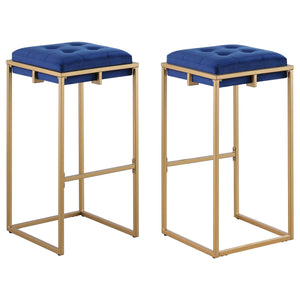 Taburete de bar tapizado sin respaldo Nadia azul (juego de 2)