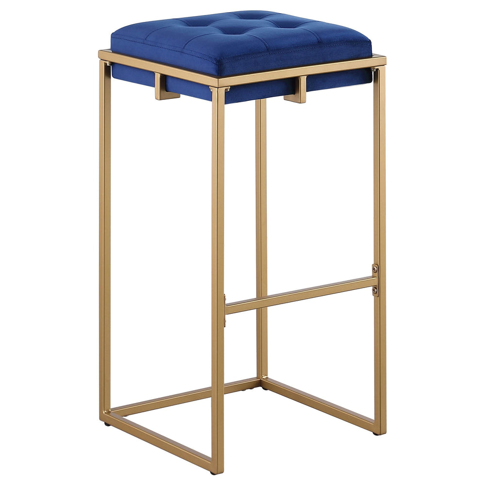 Taburete de bar tapizado sin respaldo Nadia azul (juego de 2)
