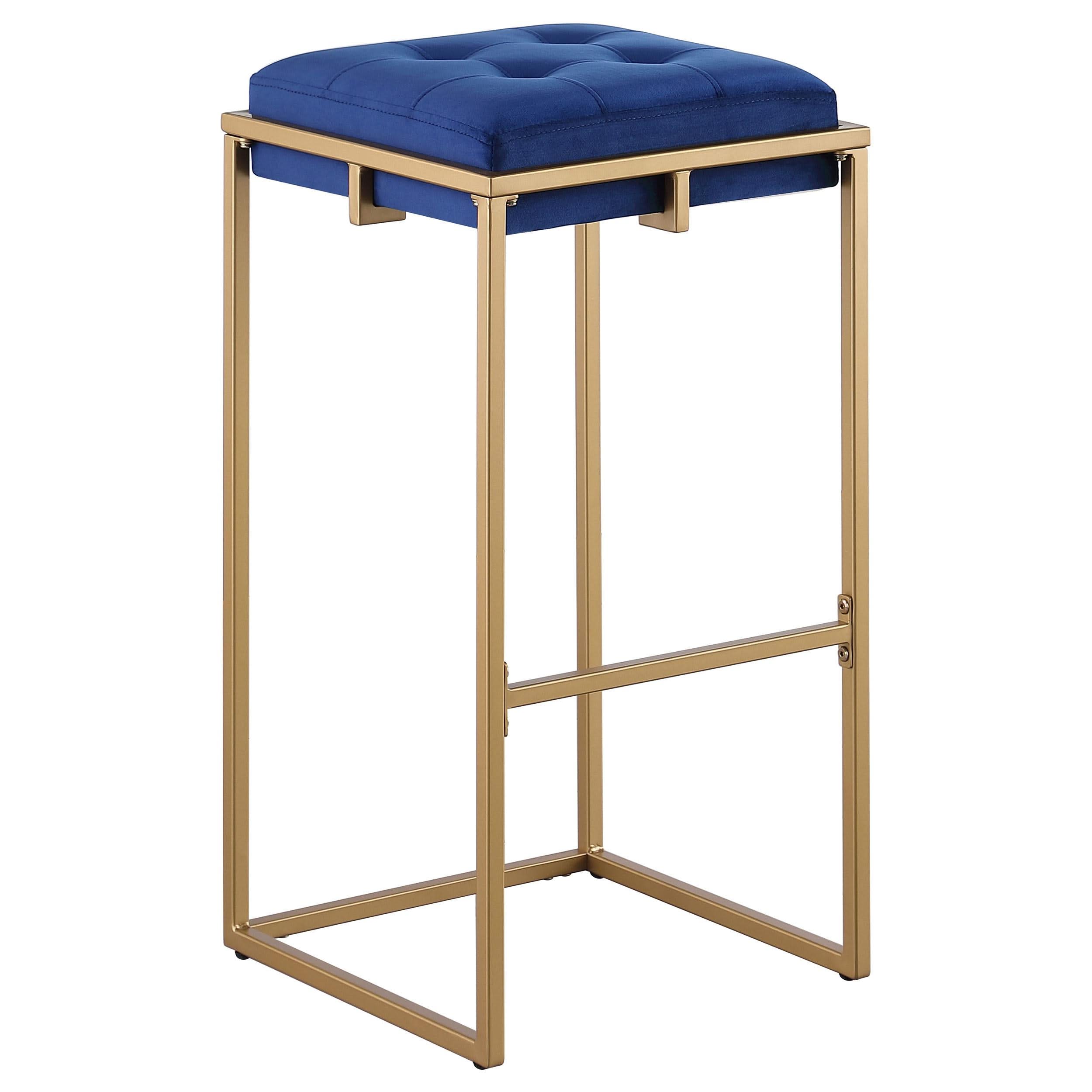 Taburete de bar tapizado sin respaldo Nadia azul (juego de 2)