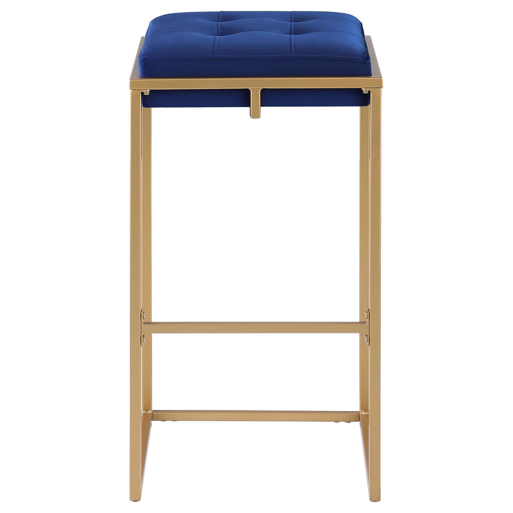 Taburete de bar tapizado sin respaldo Nadia azul (juego de 2)