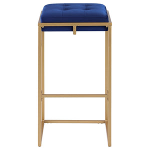 Taburete de bar tapizado sin respaldo Nadia azul (juego de 2)