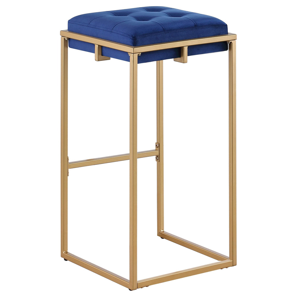 Taburete de bar tapizado sin respaldo Nadia azul (juego de 2)