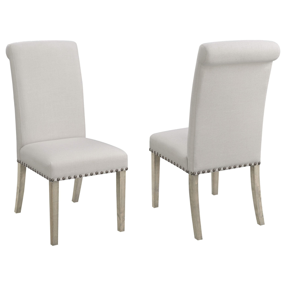 Silla de comedor tapizada en tela Salem beige (juego de 2)
