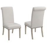 Silla de comedor tapizada en tela Salem beige (juego de 2)