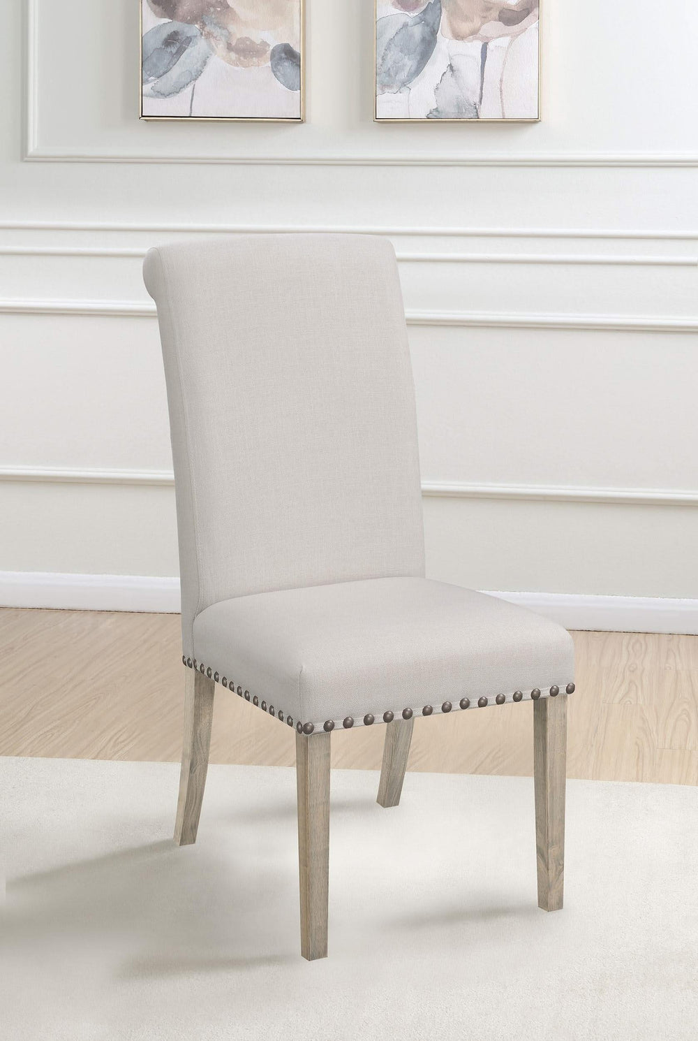 Silla de comedor tapizada en tela Salem beige (juego de 2)
