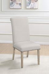 Silla de comedor tapizada en tela Salem beige (juego de 2)