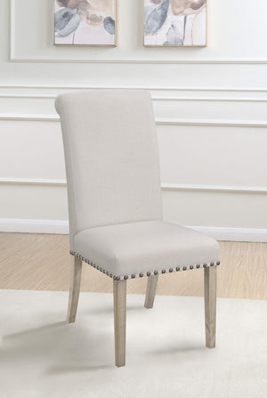 Silla de comedor tapizada en tela Salem beige (juego de 2)