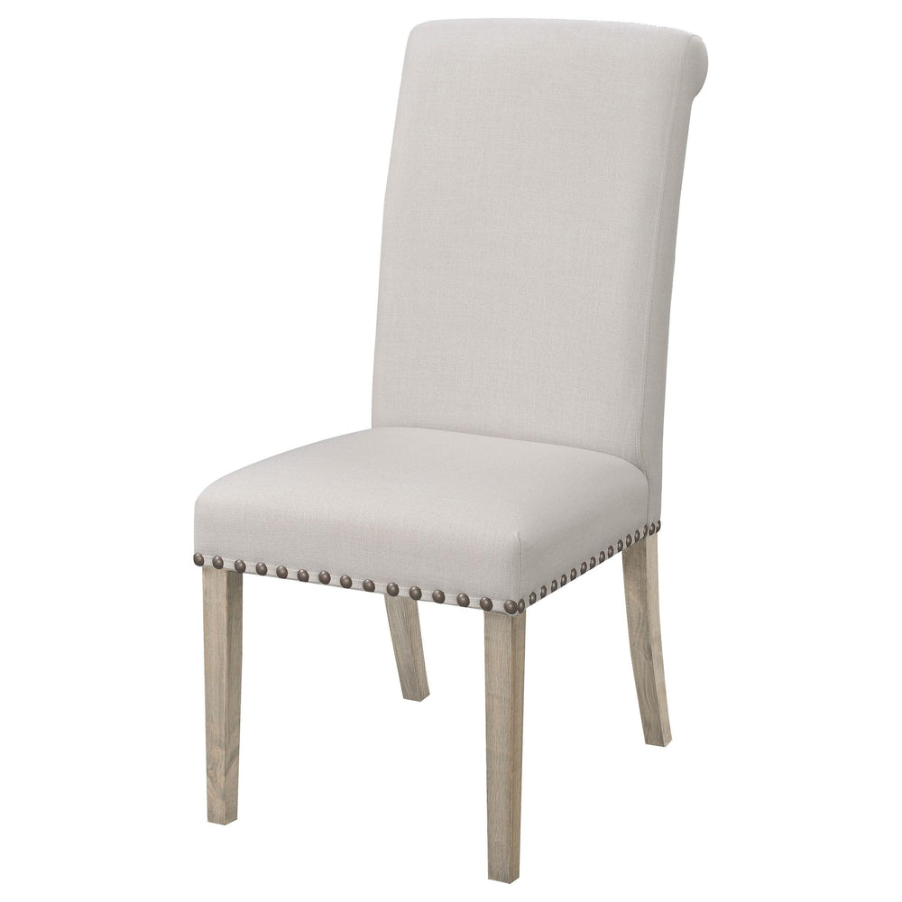Silla de comedor tapizada en tela Salem beige (juego de 2)