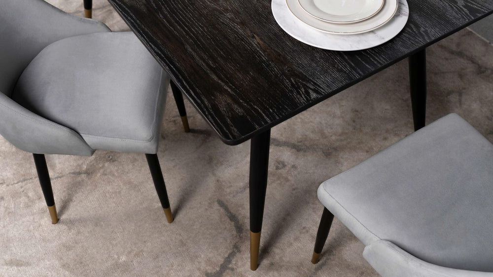 Mesa de comedor rectangular Zetta de madera de 60 pulgadas, color negro