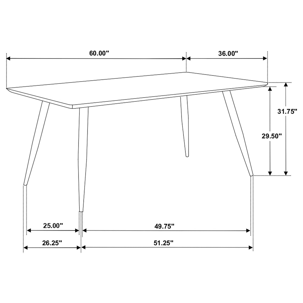 Mesa de comedor rectangular Zetta de madera de 60 pulgadas, color negro