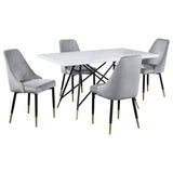 Juego de mesa de comedor Gabrielle de 5 piezas con tablero de mármol blanco y gris