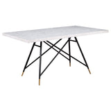 Juego de mesa de comedor Gabrielle de 5 piezas con tablero de mármol blanco y gris