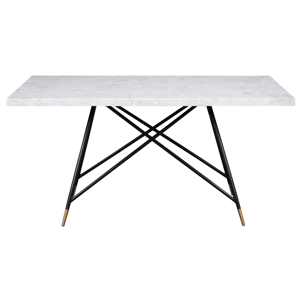 Juego de mesa de comedor Gabrielle de 5 piezas con tablero de mármol blanco y gris