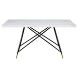 Juego de mesa de comedor Gabrielle de 5 piezas con tablero de mármol blanco y gris