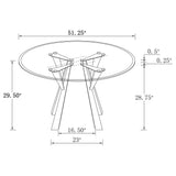 Mesa de comedor redonda Alaia de 51 pulgadas con tapa de vidrio transparente, cromada