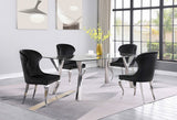 Mesa de comedor rectangular Alaia de 79 pulgadas con tapa de vidrio cromada