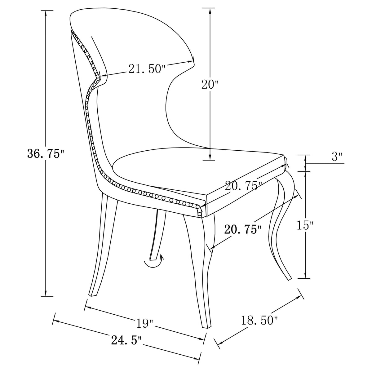 Silla de comedor tapizada Cheyanne gris (juego de 2)