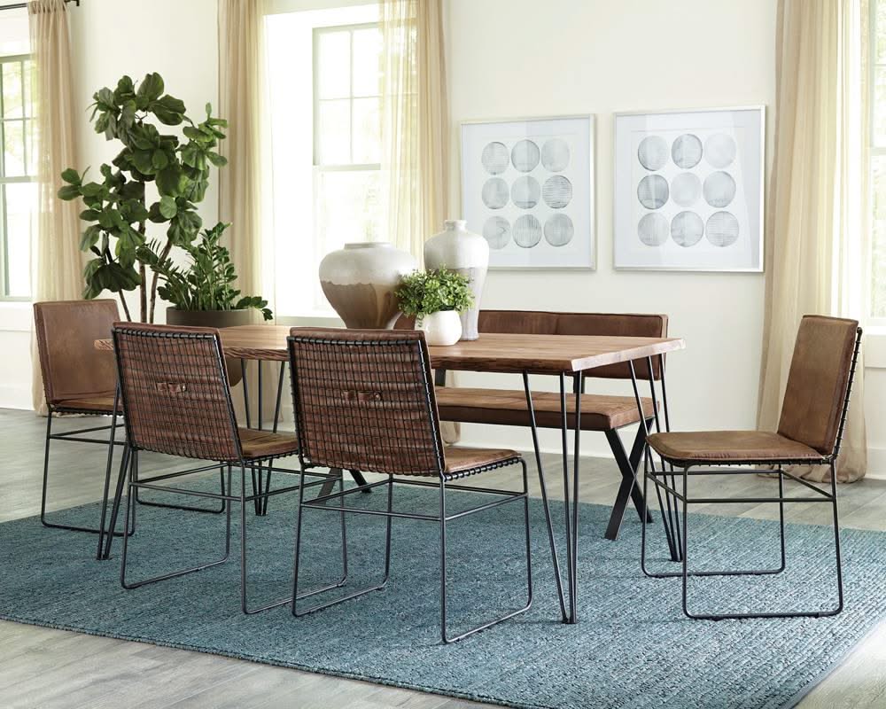 Mesa de comedor Sherman de 71 pulgadas con borde natural de acacia natural