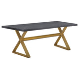 Juego de comedor rectangular Conway de 7 piezas en nogal oscuro y oro envejecido