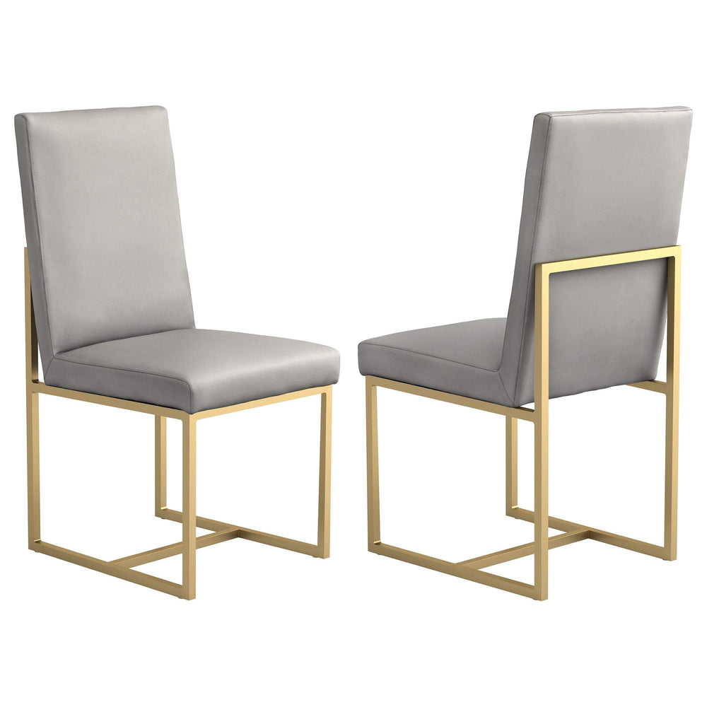 Sillas de comedor Conway tapizadas en gris y dorado envejecido (juego de 2)