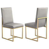 Sillas de comedor Conway tapizadas en gris y dorado envejecido (juego de 2)