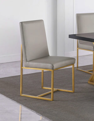 Sillas de comedor Conway tapizadas en gris y dorado envejecido (juego de 2)