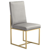 Sillas de comedor Conway tapizadas en gris y dorado envejecido (juego de 2)