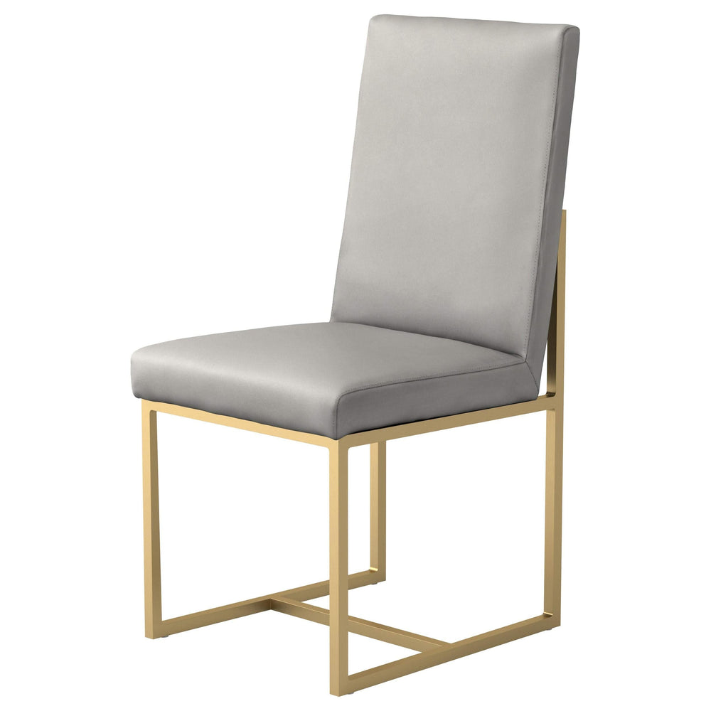 Sillas de comedor Conway tapizadas en gris y dorado envejecido (juego de 2)