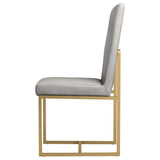 Sillas de comedor Conway tapizadas en gris y dorado envejecido (juego de 2)