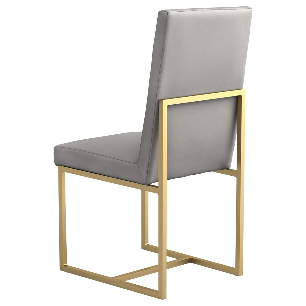 Sillas de comedor Conway tapizadas en gris y dorado envejecido (juego de 2)