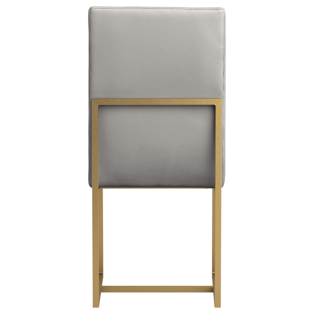 Sillas de comedor Conway tapizadas en gris y dorado envejecido (juego de 2)