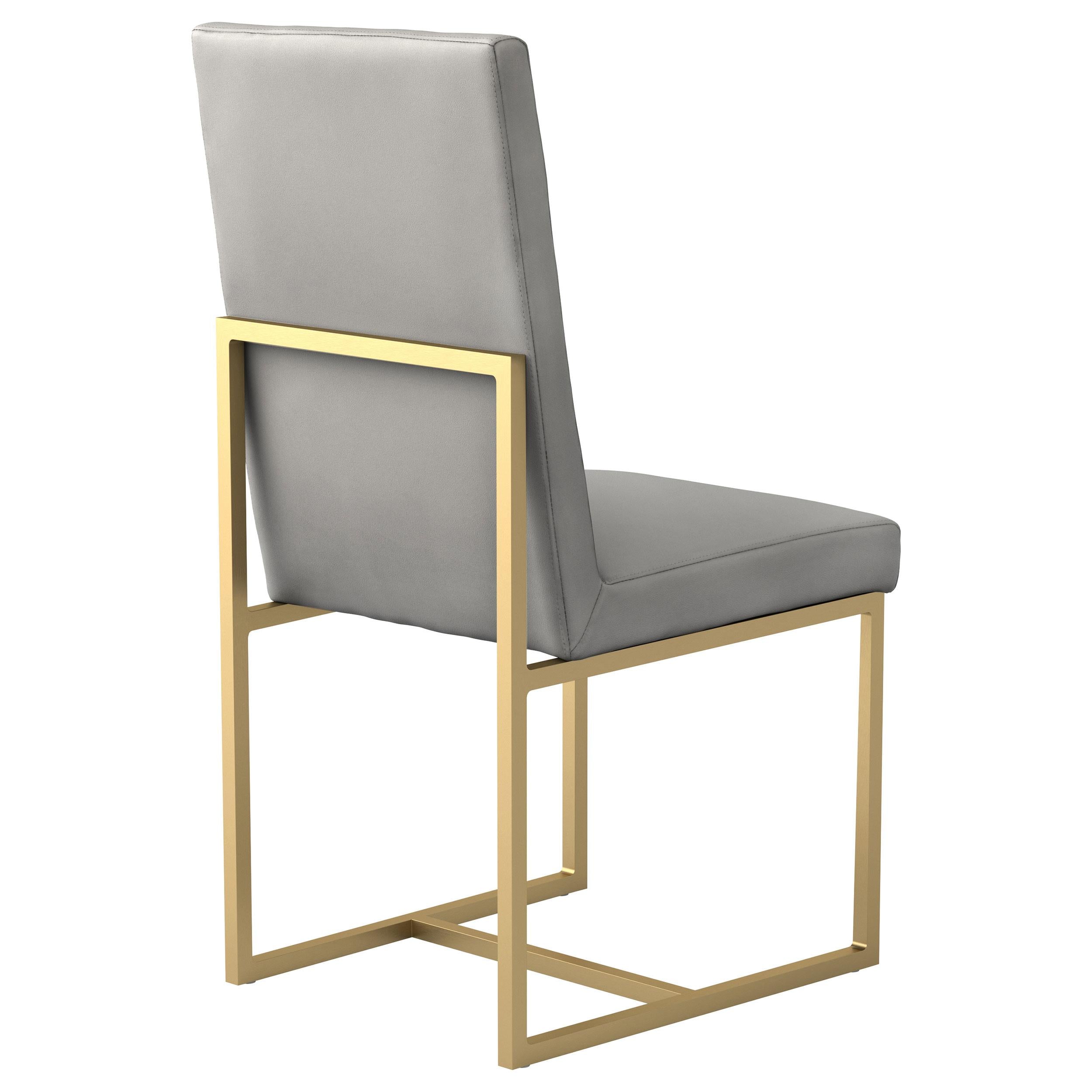 Conway Upholstered Dining Chairs Grey and Aged Gold (Set of 2)