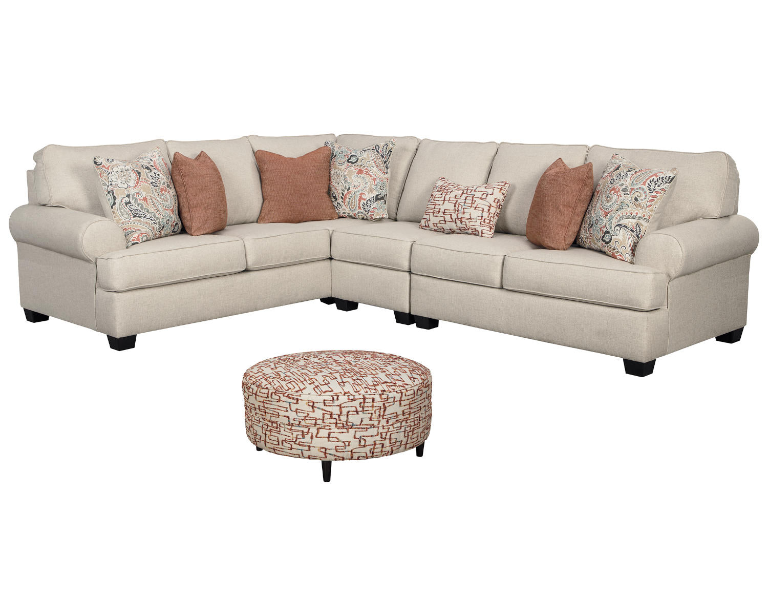 Amici 3-Piece Sectional with Ottoman