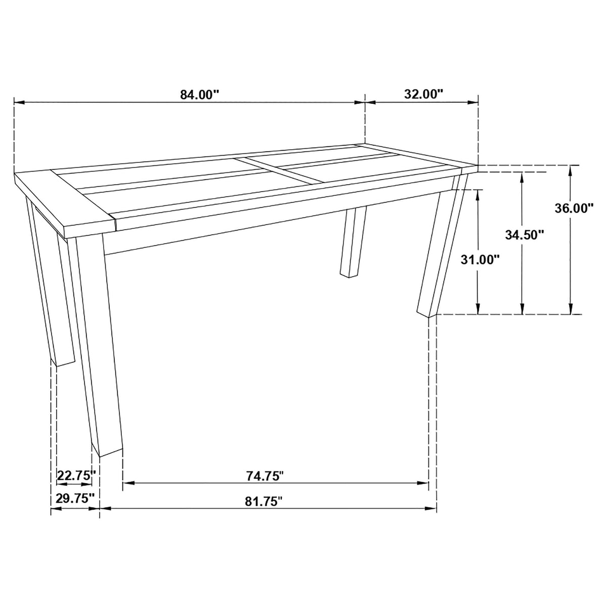 Mesa de comedor Coleman de 84 pulgadas de altura de mostrador en marrón dorado