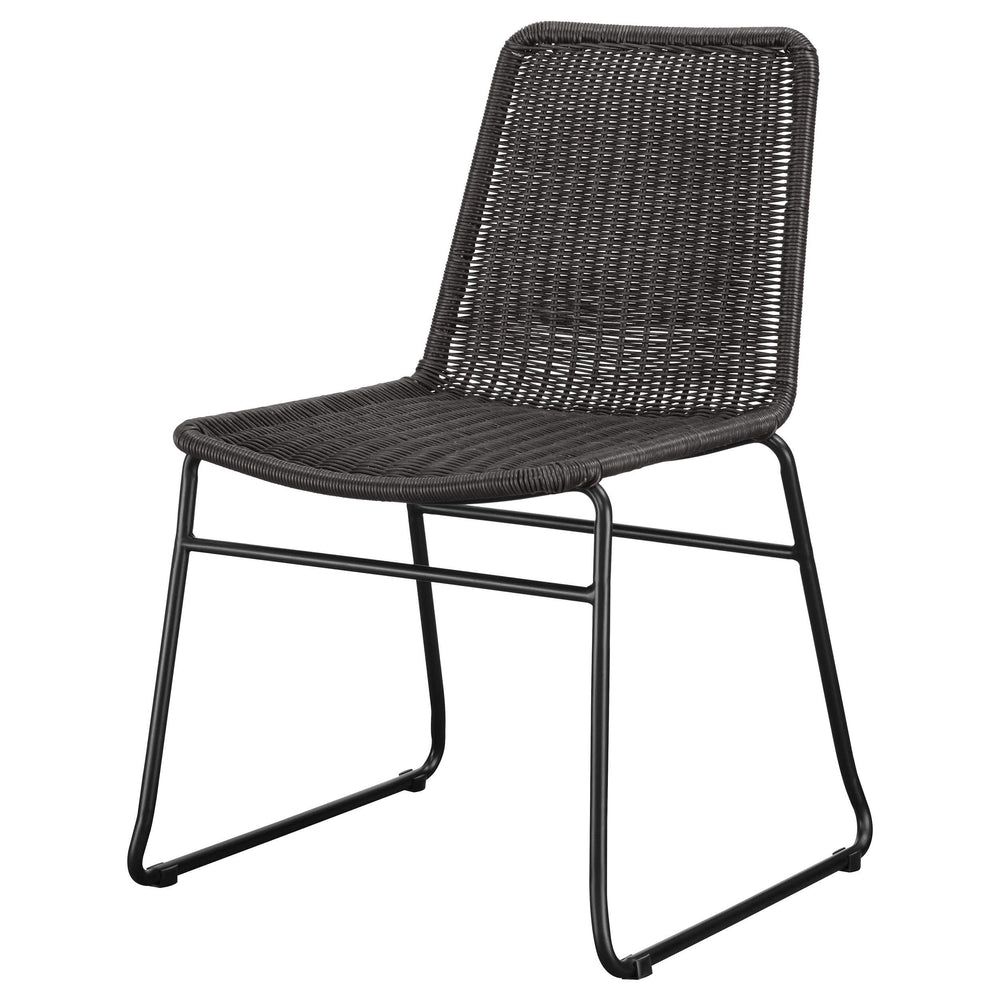 Dacy Faux Rattan Metal Dining Side Chair Brown (Set of 2)