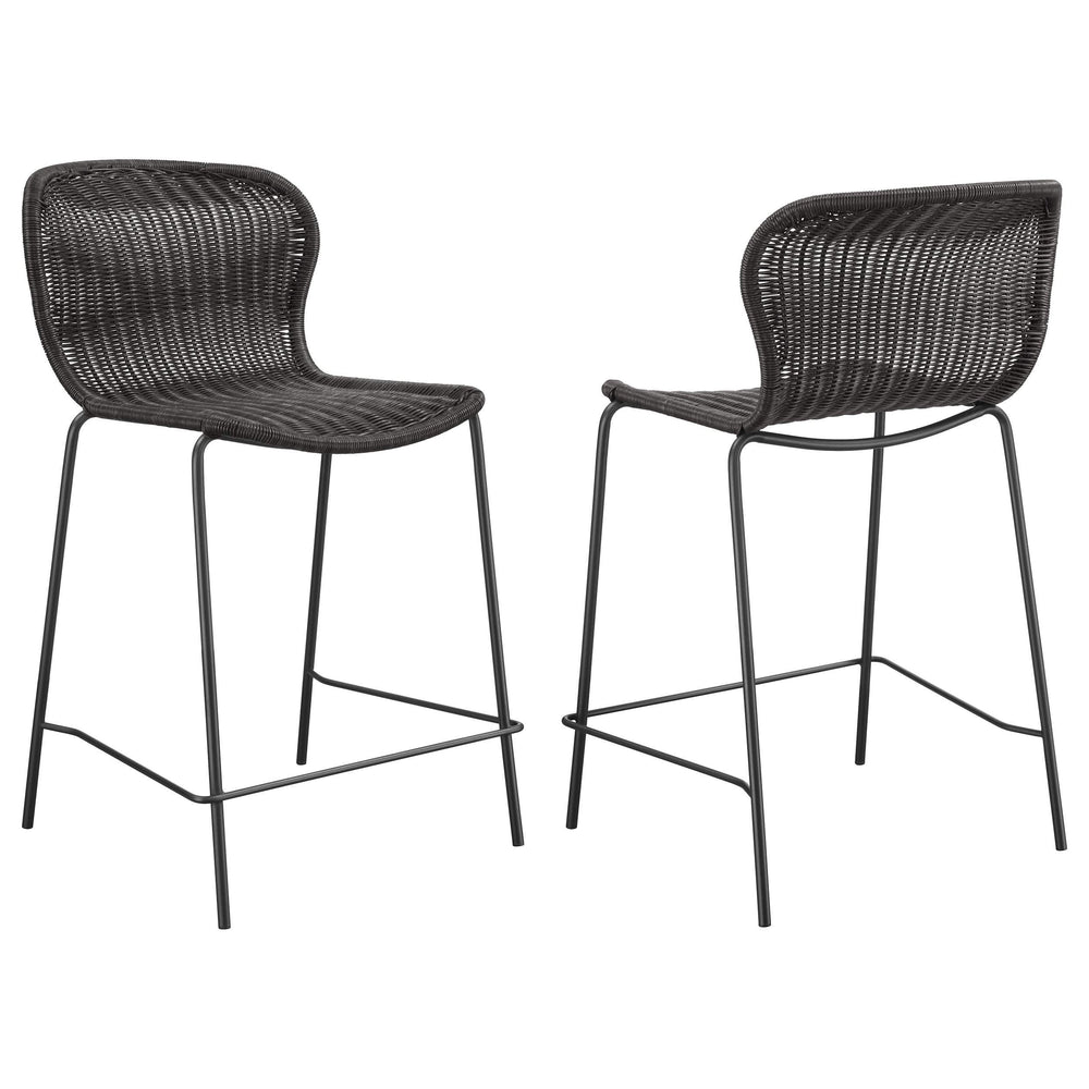 Silla de mostrador Mckinley de metal y ratán sintético marrón (juego de 2)