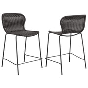 Silla de mostrador Mckinley de metal y ratán sintético marrón (juego de 2)
