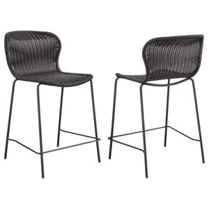 Silla de mostrador Mckinley de metal y ratán sintético marrón (juego de 2)