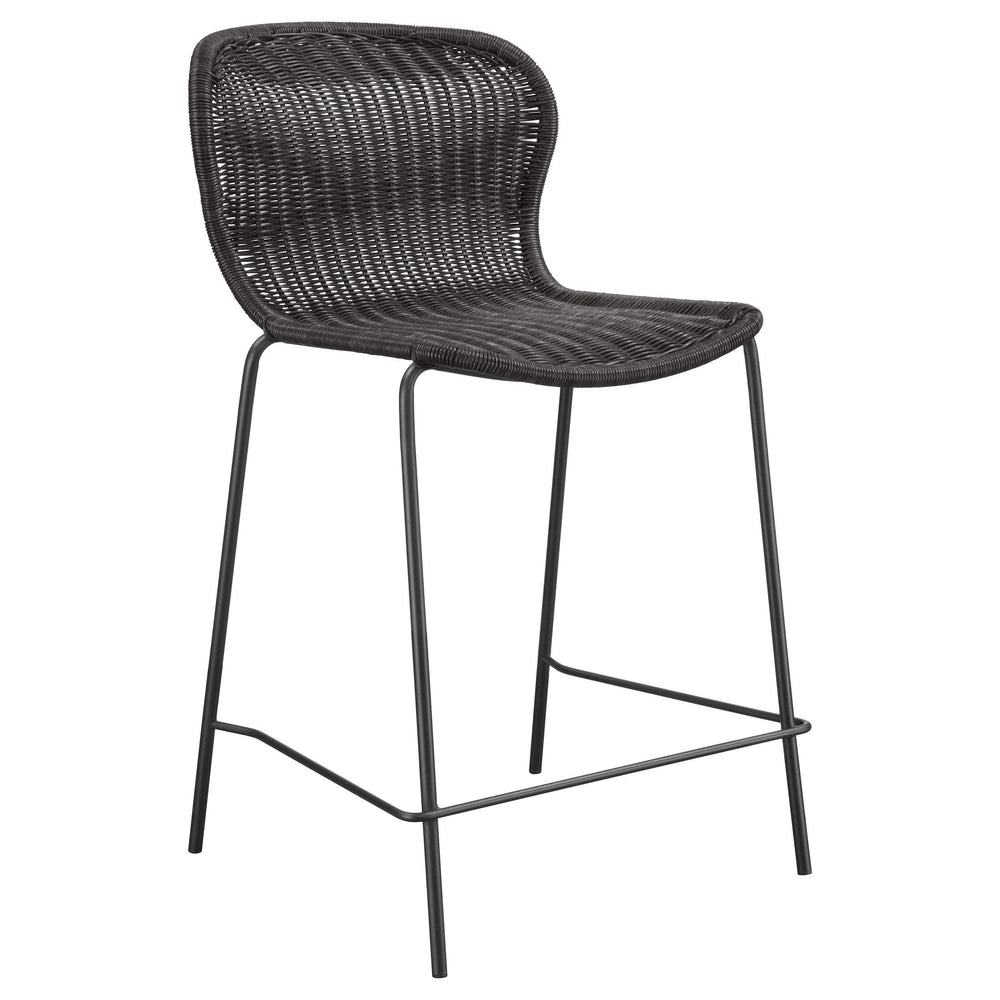 Silla de mostrador Mckinley de metal y ratán sintético marrón (juego de 2)