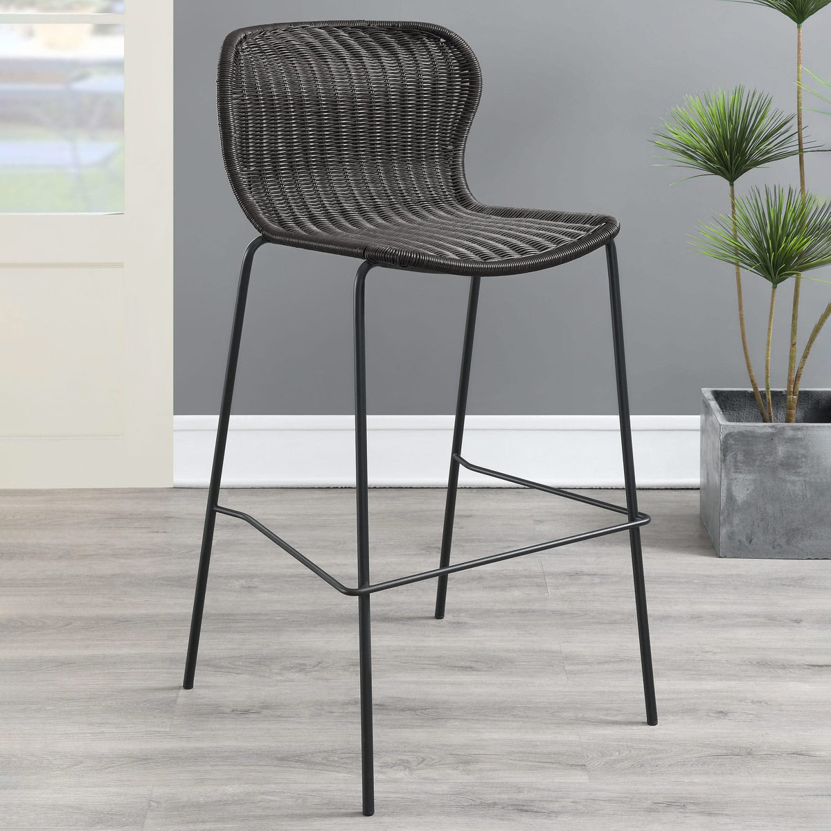 Silla de bar McKinley de ratán sintético marrón (juego de 2)