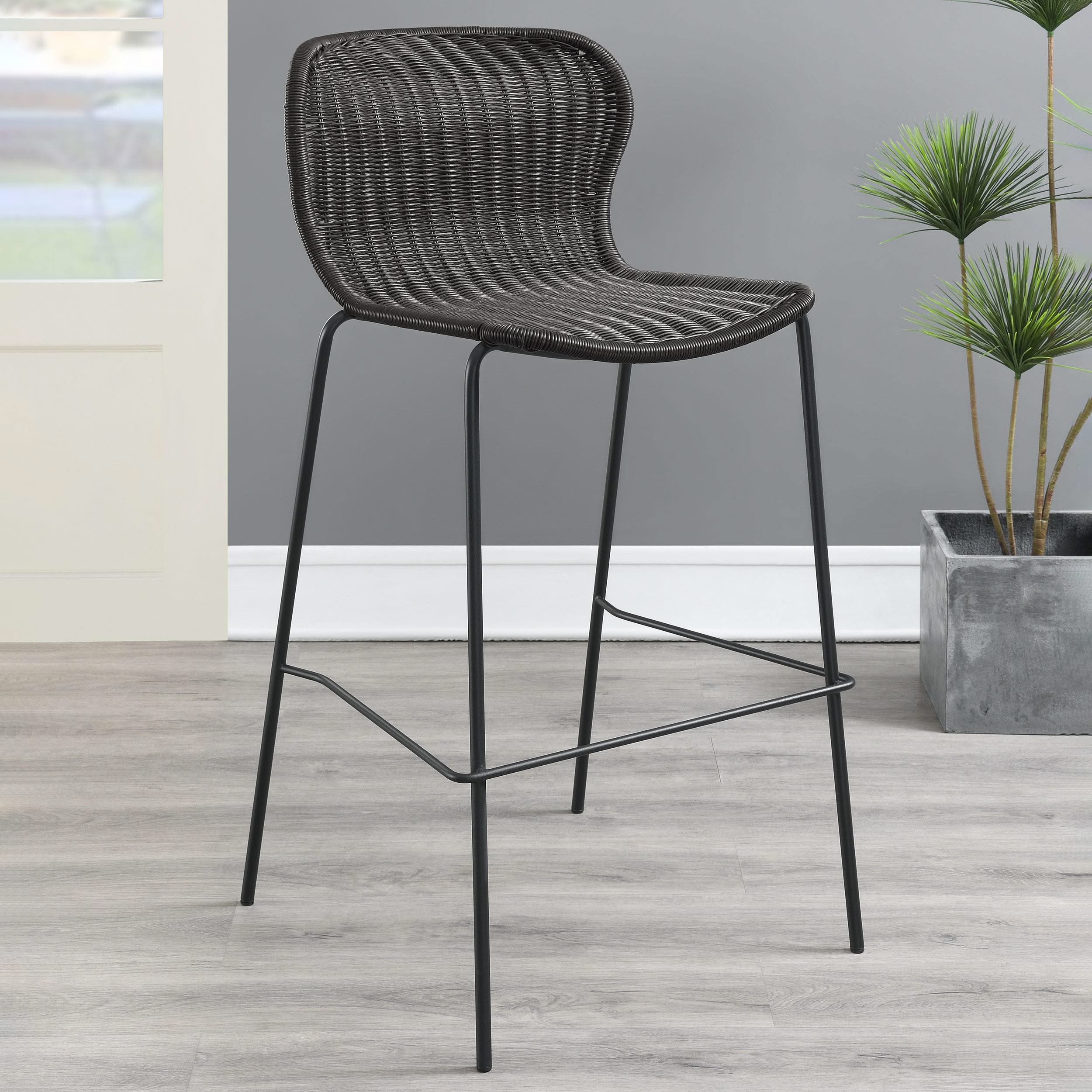 Silla de bar McKinley de ratán sintético marrón (juego de 2)