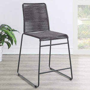 Silla de mostrador de metal Jerome con cuerda tejida, color carbón (juego de 2)